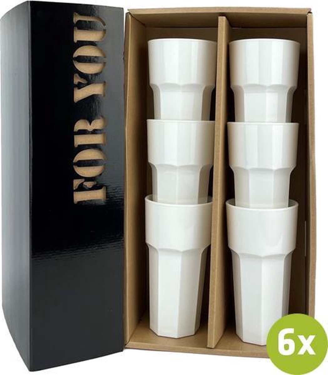 6x cocktailglas Orlando wit 34cl cadeauset | Onbreekbare kunststof / plastic drinkglazen