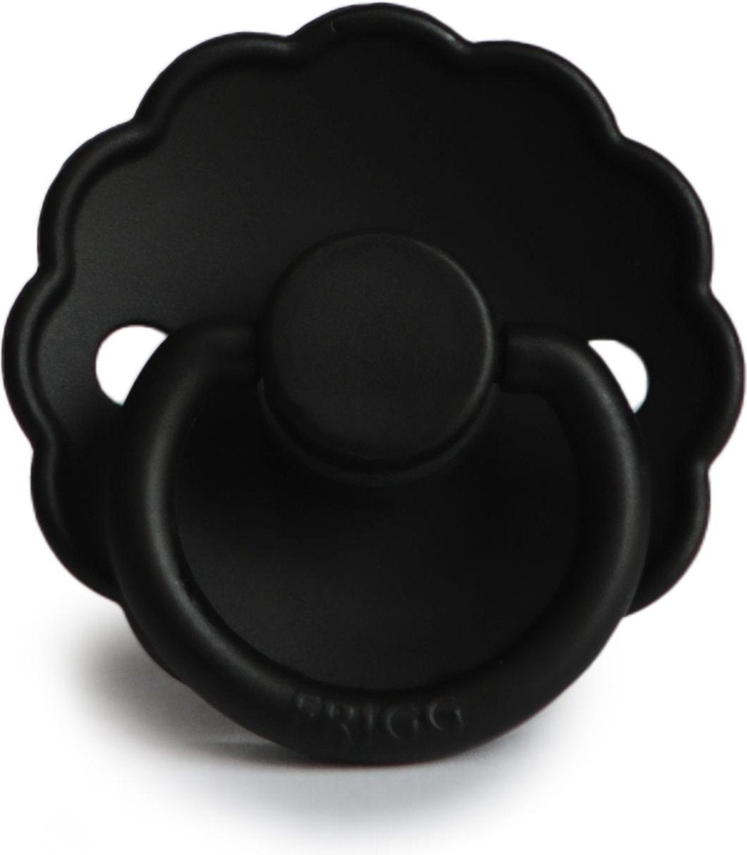 FRIGG Fopspeen Daisy maat 2 - 6-18 maanden - Jet Black - Natuurrubber