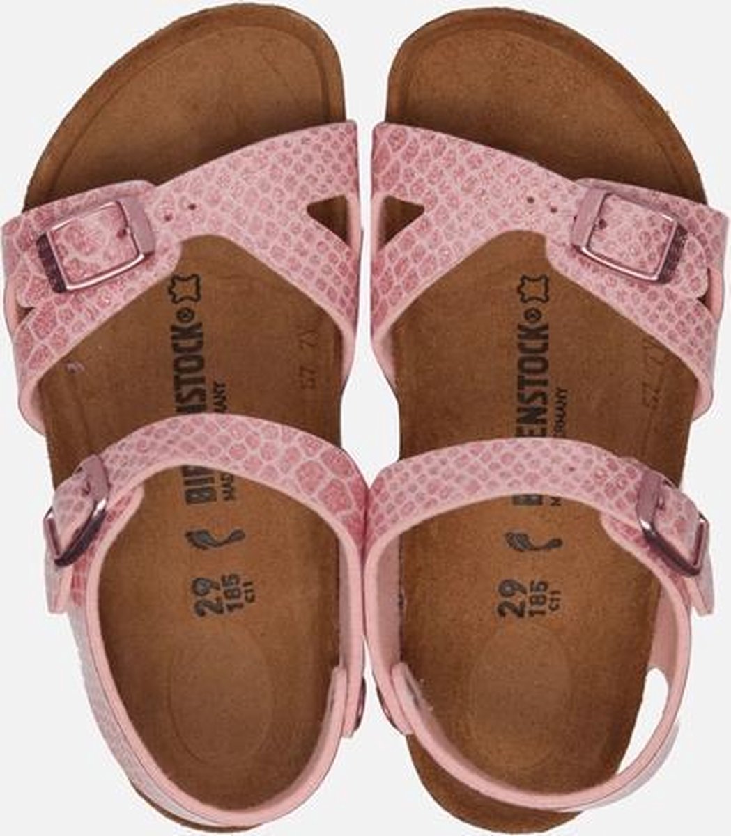 Birkenstock Rio Magic Snake sandalen roze