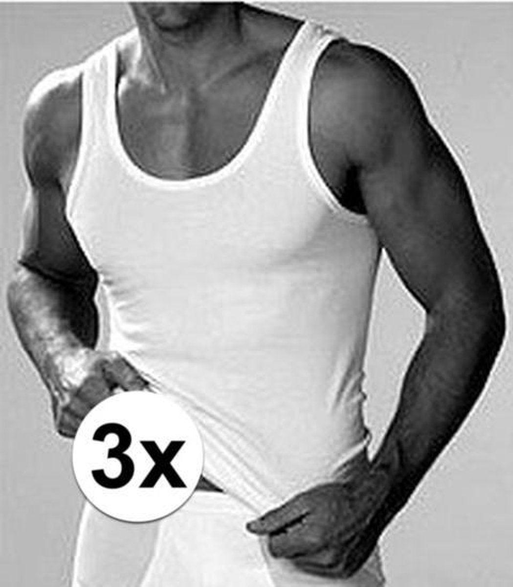 3x Beeren heren hemd/singlet Classic wit maat 4XL - Ondergoed voor heren