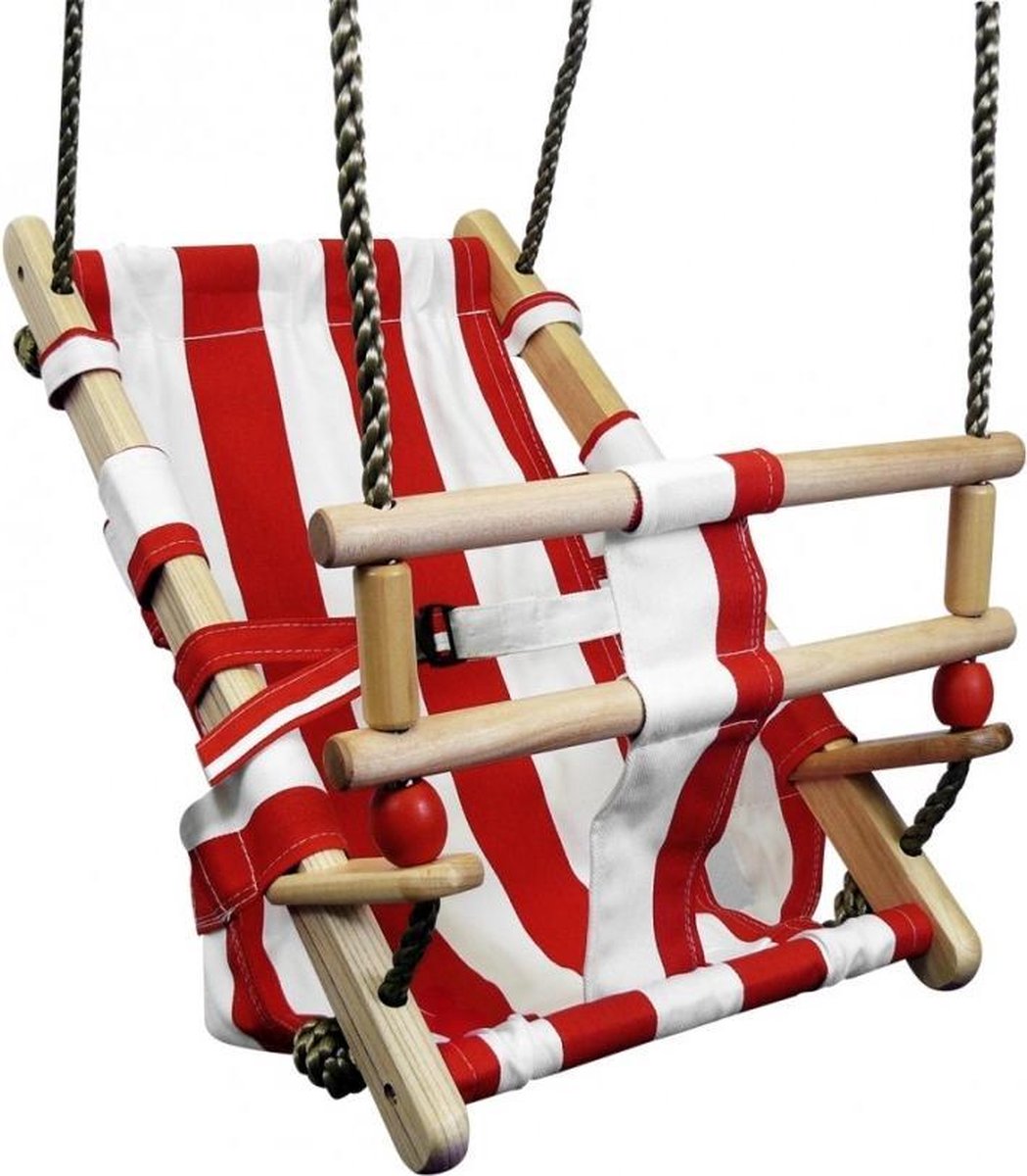 Babyschommel Beach Rood/Wit Premium met PP Touwen