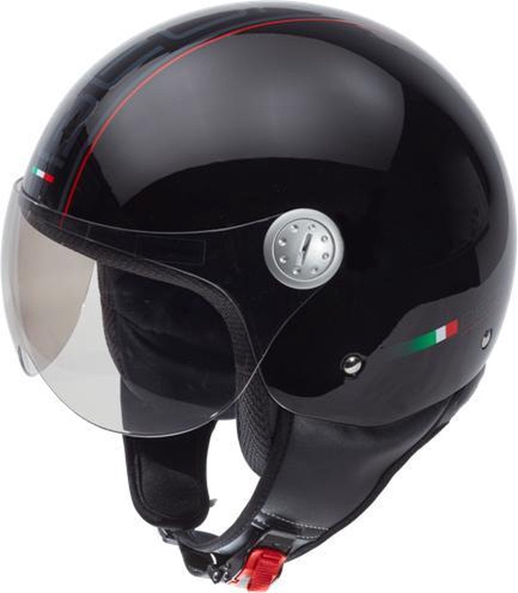 Beon Design Scooterhelm Motorhelm Glans Zwart - Maat XL / 60 cm