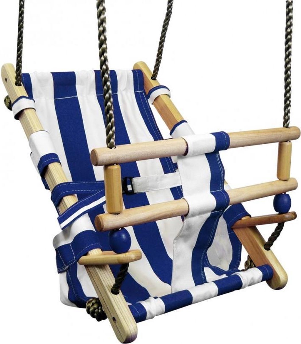Babyschommel Beach Blauw/Wit Premium met PP Touwen