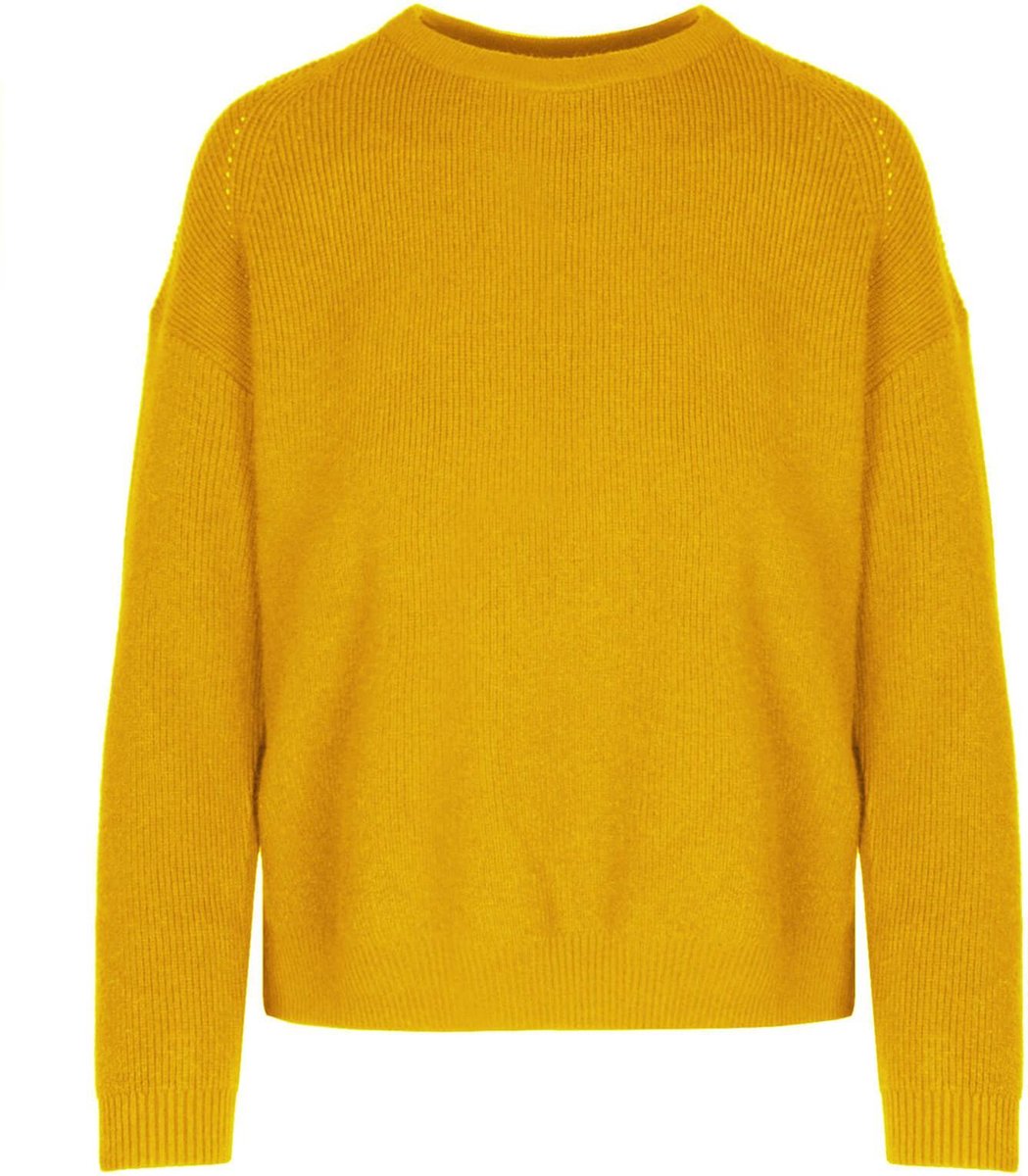 Ribbed crew neck sweater mustard