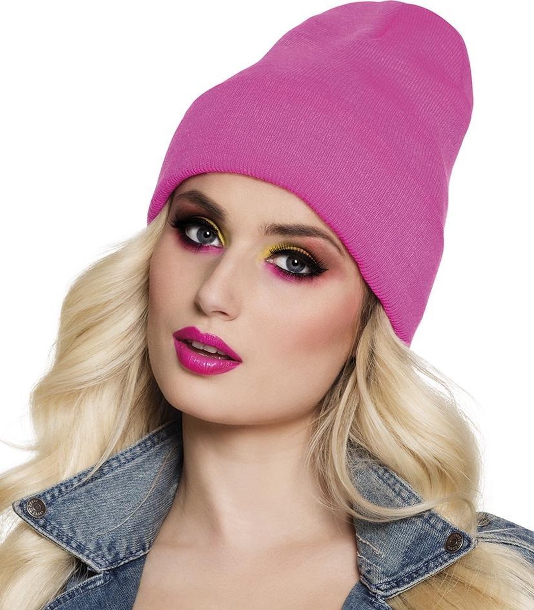12 stuks: Beanie - neon roze