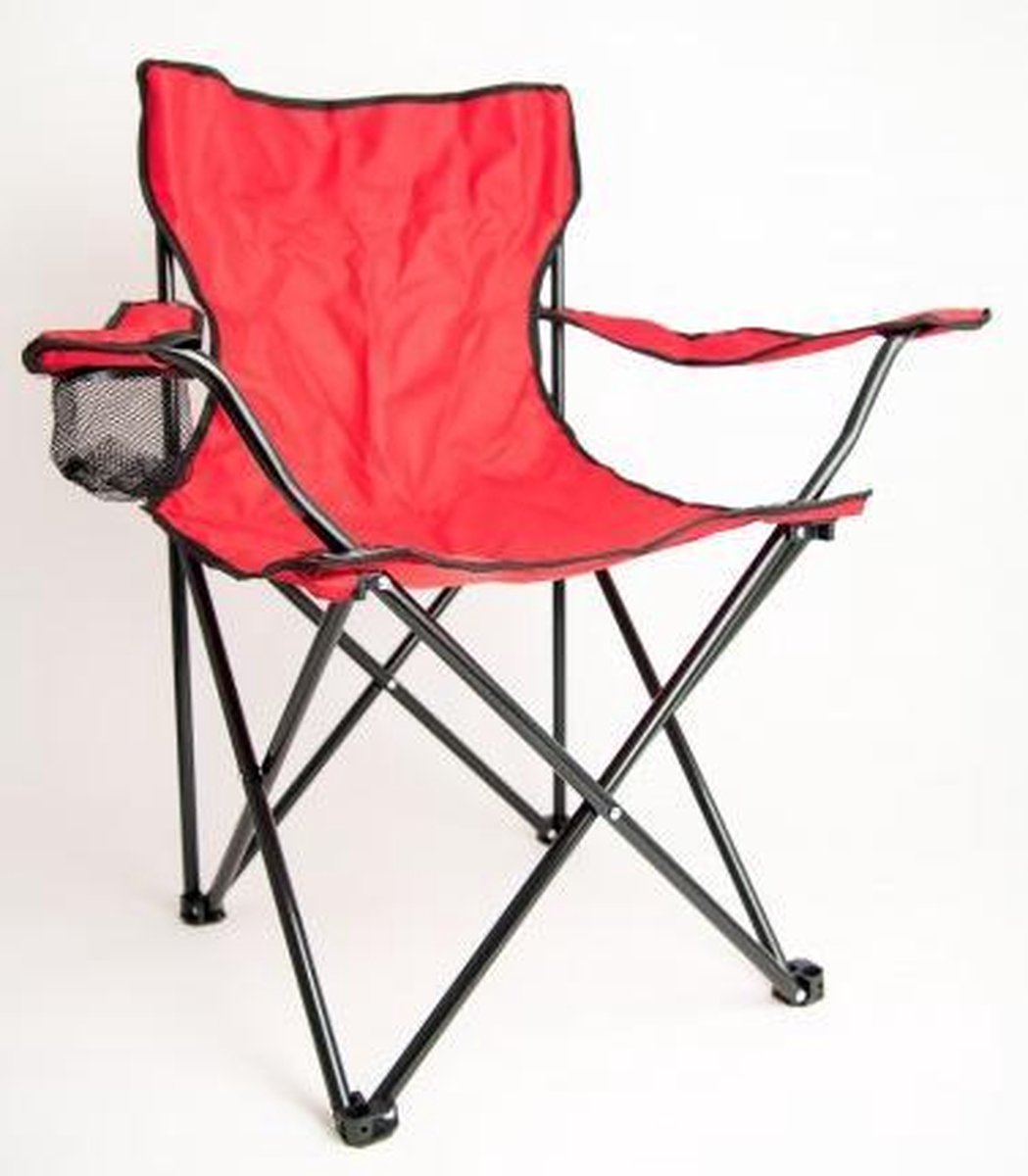 Strandstoel - Visstoel - Campeerstoel - Campingstoel - Inklapbaar - Inclusief draagtas - Rood