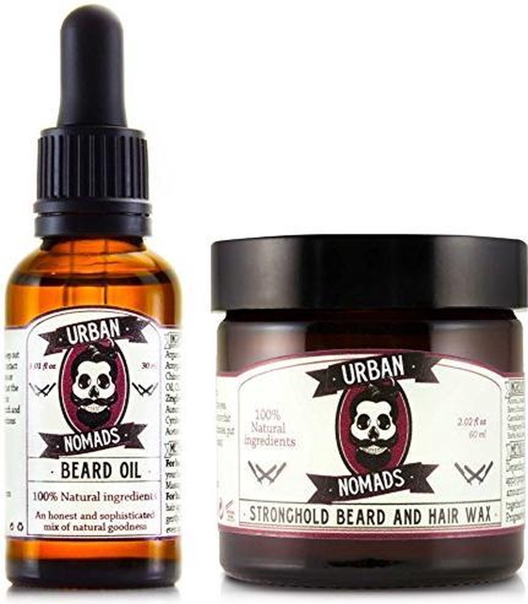 Cadeauset Mannen baard olie & stronghold baard wax By Urban nomads