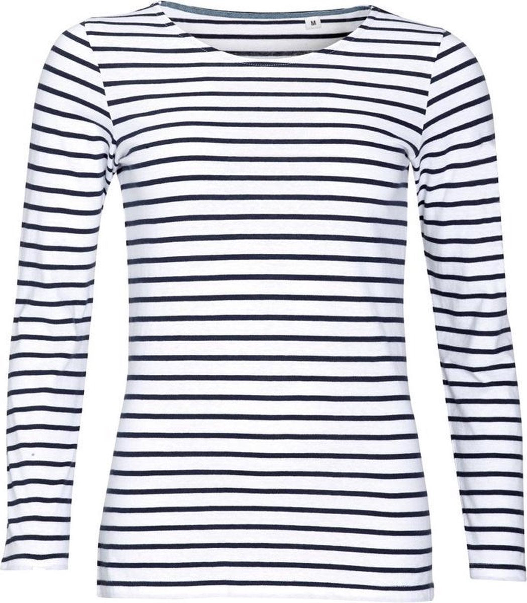 SOLS Dames/dames Marine Long Sleeve Stripe T-Shirt (Wit/Zwaar)