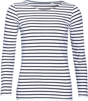 SOLS Dames/dames Marine Long Sleeve Stripe T-Shirt (Wit/Zwaar)