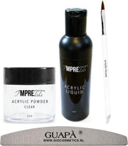 GUAPÀ - Acryl Starterspakket Nagels Easy - Acryl Penseel / Acryl Vloeistof / Acryl Poeder Clear / Nagel Moon Vijl