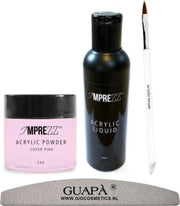 GUAPÀ - Acryl Starterspakket Nagels Easy - Acryl Penseel / Acryl Vloeistof / Acryl Poeder Cover Pink / Nagel Moon Vijl