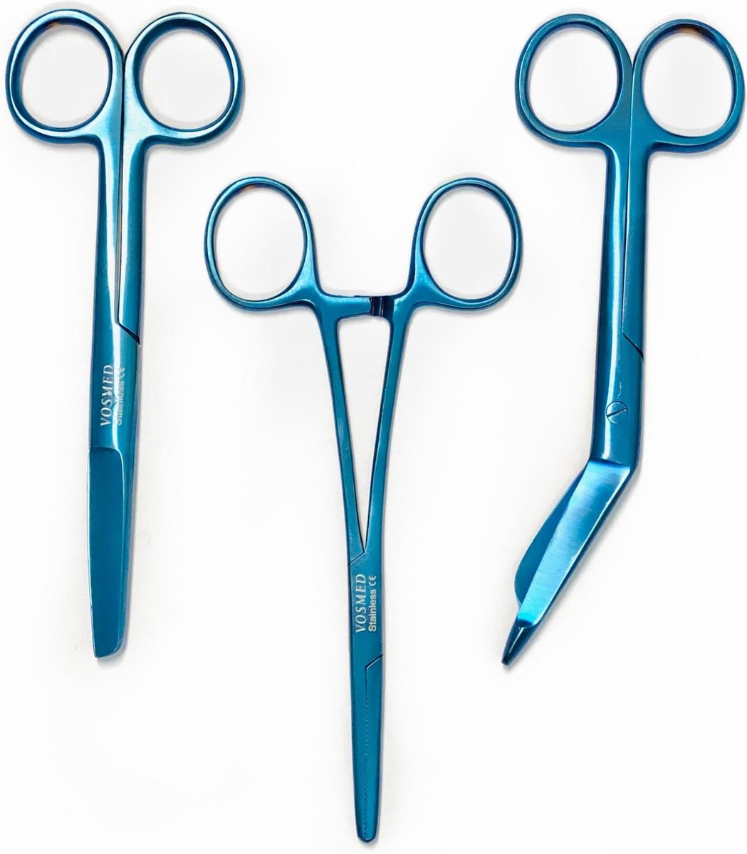 Verbandschaar + chirurgische schaar + kocher - Color Metallic Blue