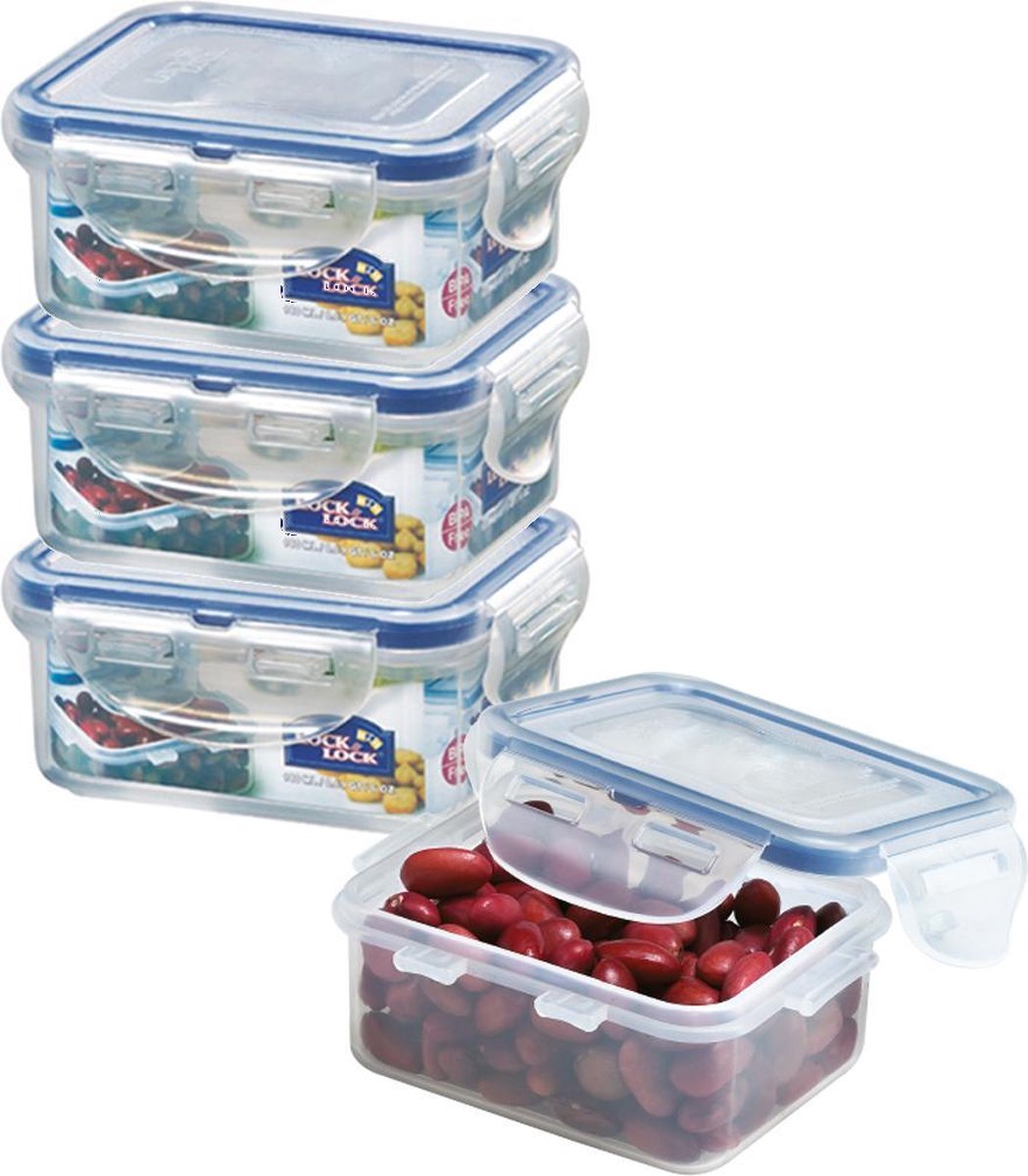Lock&Lock (mini) Vershoudbakjes | Bewaardozen voedsel | Snackdoosjes - Set van 4 Stuks - Klein - 180 ml - Transparant