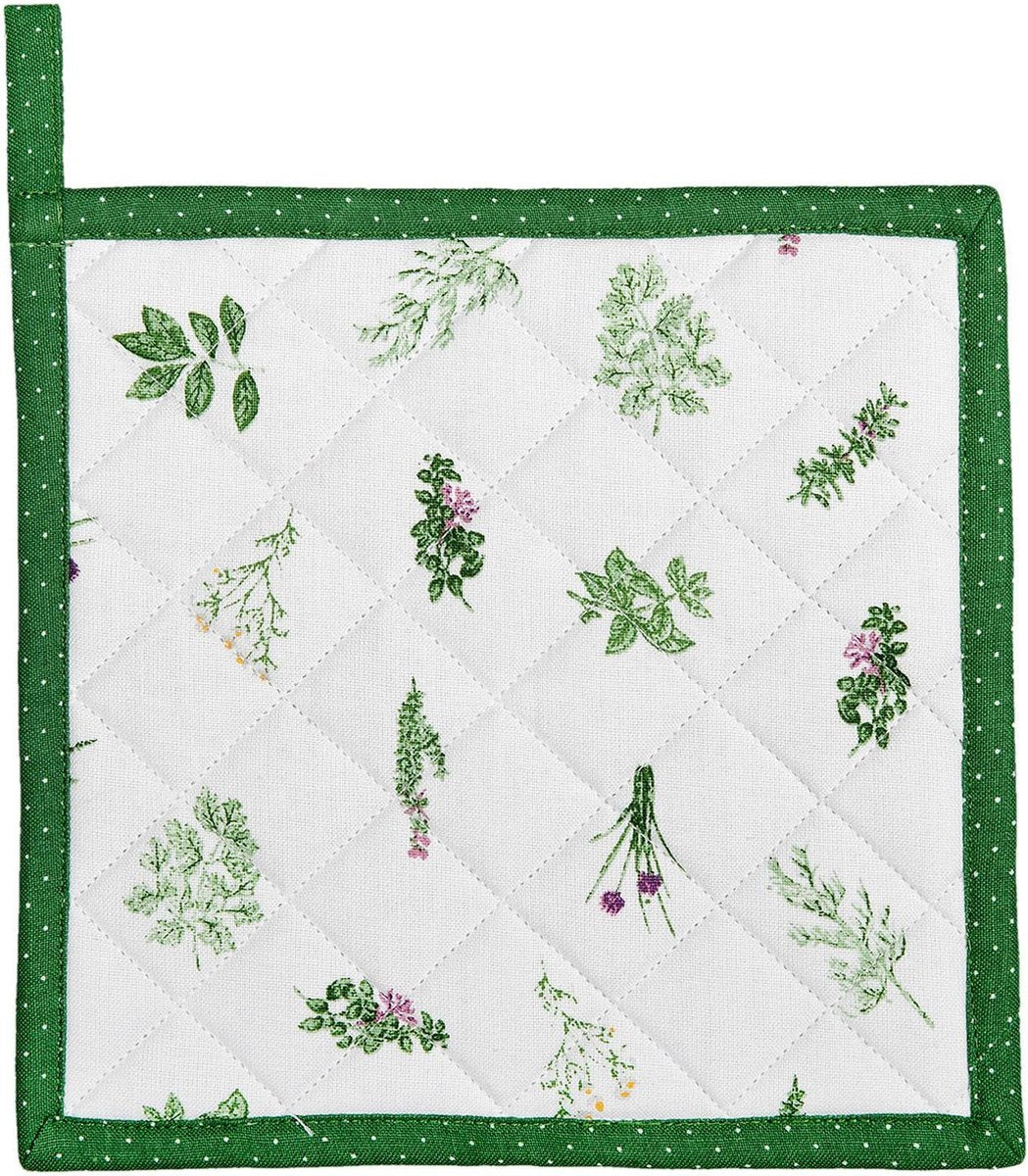 Pannenlap | 20*20 cm | Groen | 100% Katoen | vierkant | kruiden | Clayre & Eef | ROS45