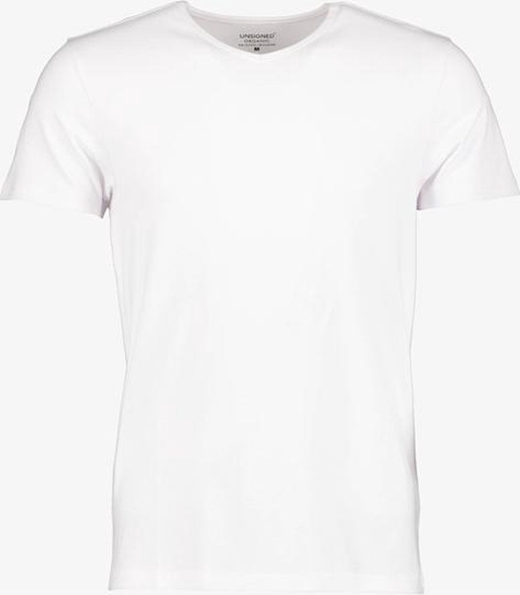 Unsigned heren T-shirt V-hals organic katoen - Wit - Maat XXL