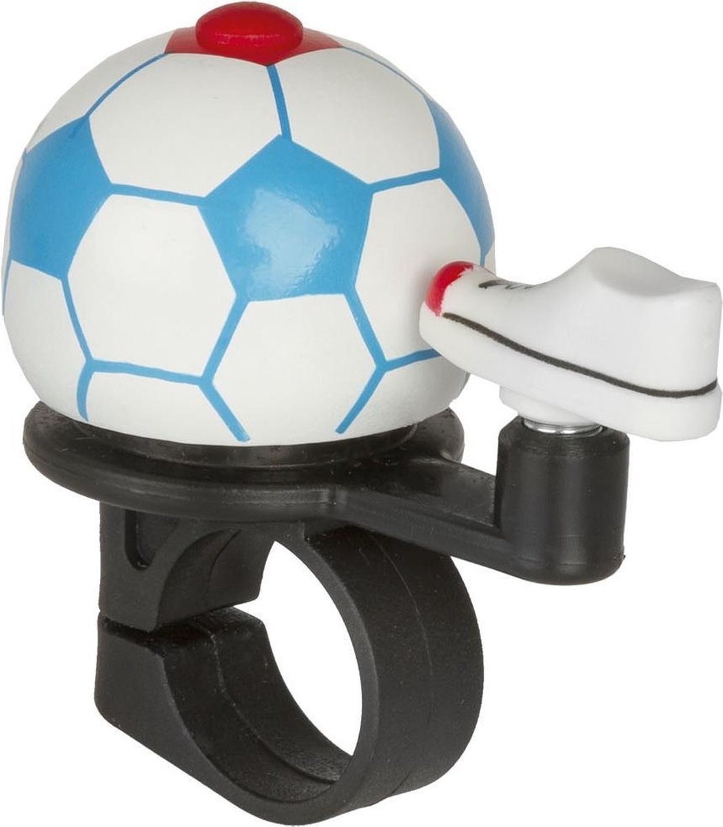 M-wave Fietsbel Mini Voetbal Wit Blauw Rood