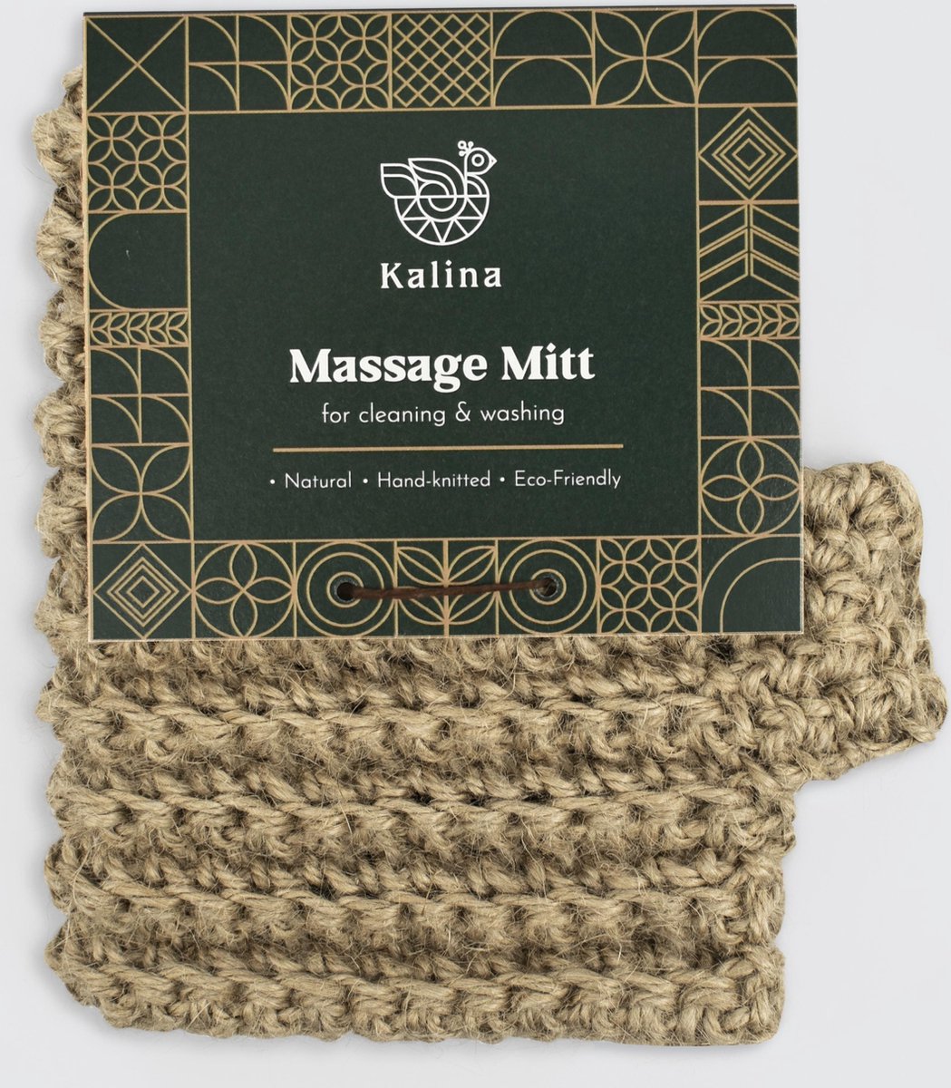 Jute Massage handschoen voor droge massage en douche