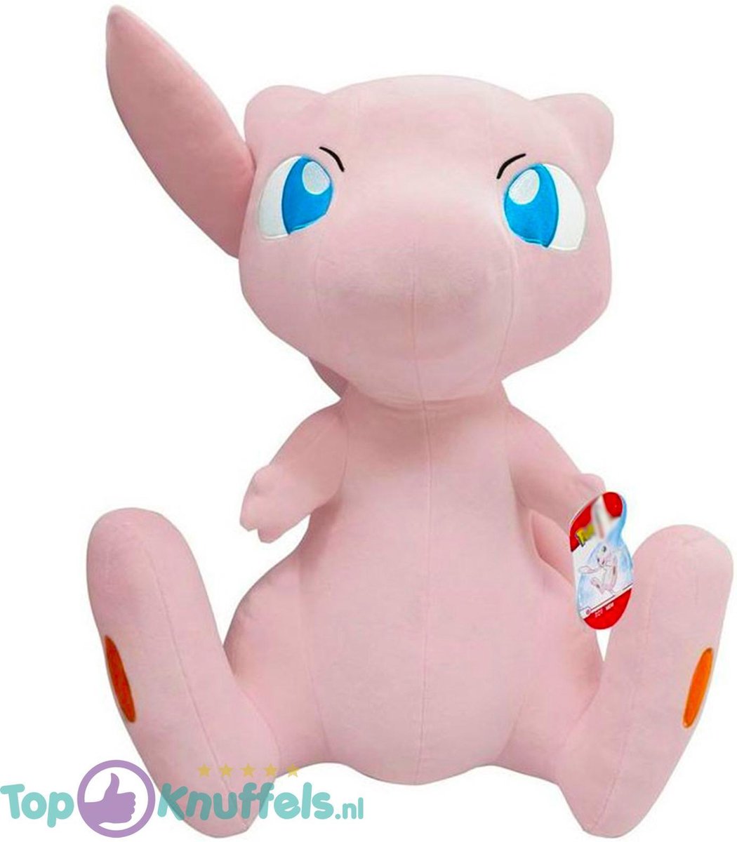Pokémon XXL Pluche Knuffel Mew 60 cm + Pokemon Mewto sticker! | Pokemon XL Grote Plush Toy |  Pokémon roze kat knuffeldier knuffelpop | Speelgoed voor kinderen jongens meisjes bekend van de Pokemon Kaarten