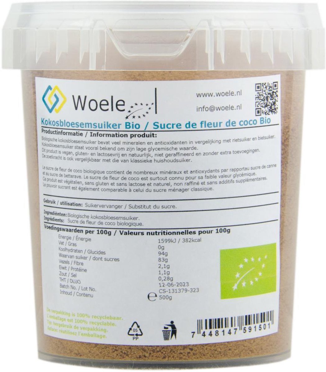 Kokosbloesemsuiker bio 500g kokos bloesem palm suiker kokossuiker
