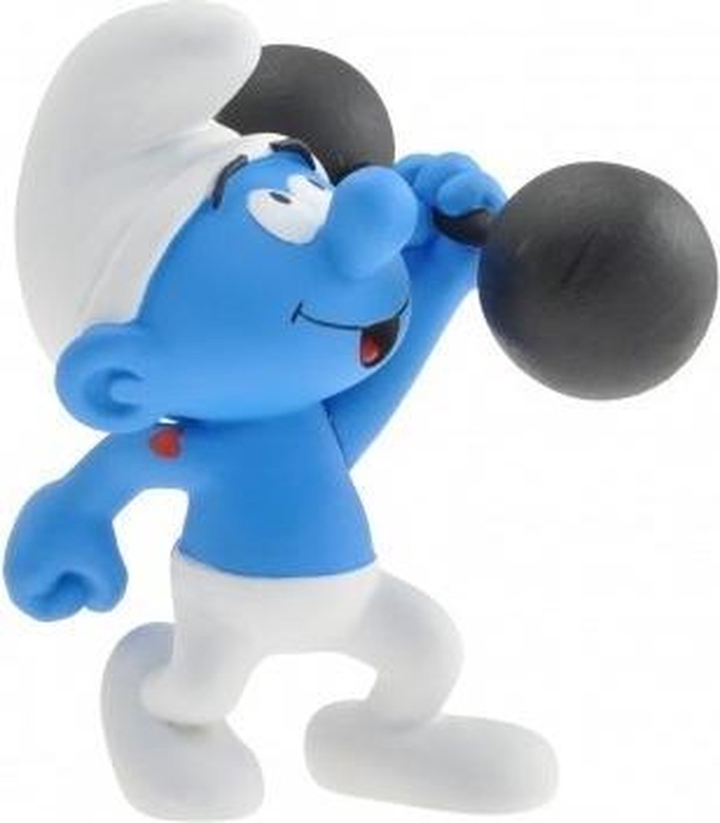 Gewichtheffer smurf - kunsthars verzamelfiguur  (10 cm)