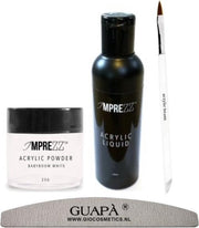 GUAPÀ - Acryl Starterspakket Nagels Easy -  Acryl Penseel / Acryl Vloeistof / Acryl Poeder BABYBOOM WHITE / Nagel Moon Vijl
