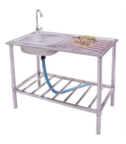 Camping/Outdoor Inox tafel met gootsteen lavabo en kraan 100x77x50cm