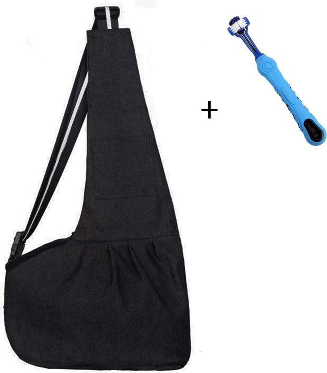 Honden/katten draagtas + gratis honden tandenborstel - Hondentassen - Kattentassen - Schoudertas - Buikdrager - Maat S / M / L - Zwart - Grijs - Beige - Blauw - < 10KG