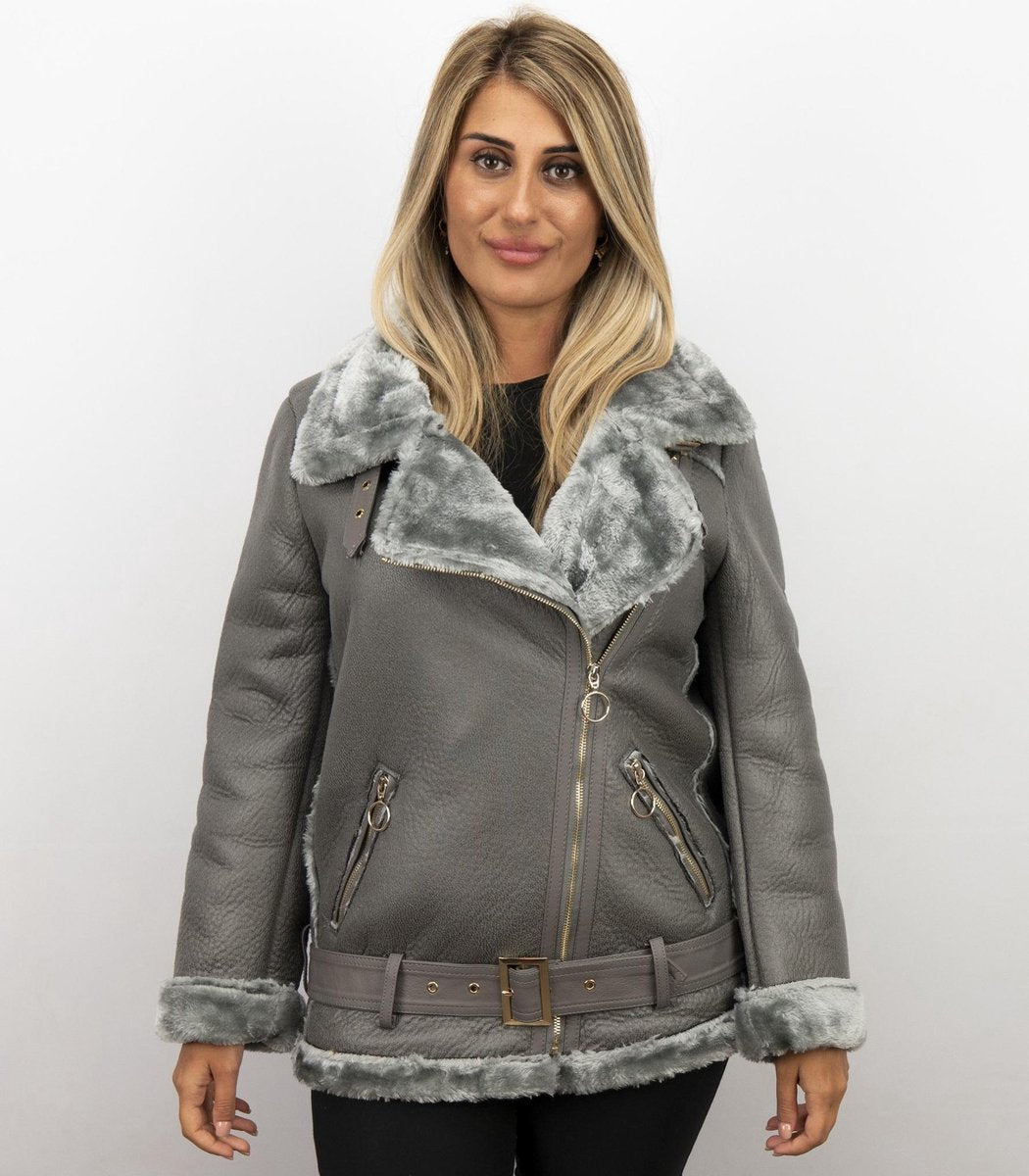 Z DESIGN Imitatie Lammy Coat Dames – Grijs
