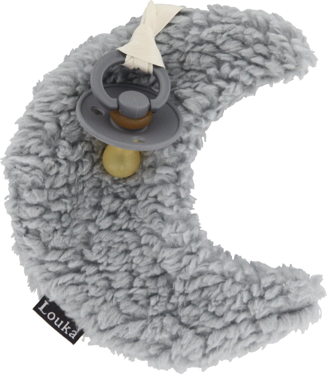 Louka speendoekje maan blauw grijs - teddy katoen - meisje - jongen - speenknuffel - excl. Bibs speen