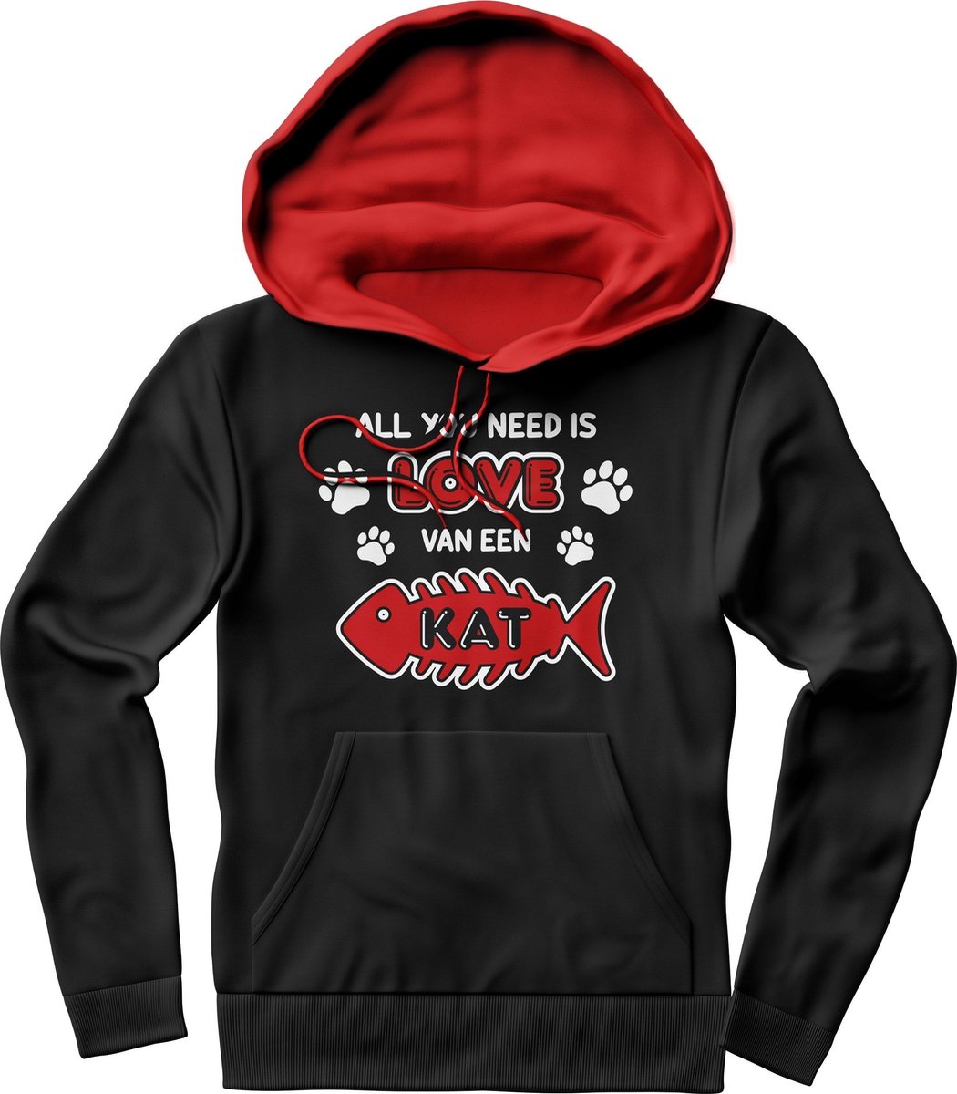 Katten hoodie Dames  – Kat hoodie capuchon Heren – Perfect Kitten / Kittens sweater  - Kattenvrouwtje hoodie Cadeau – Hoodie  - Maat M