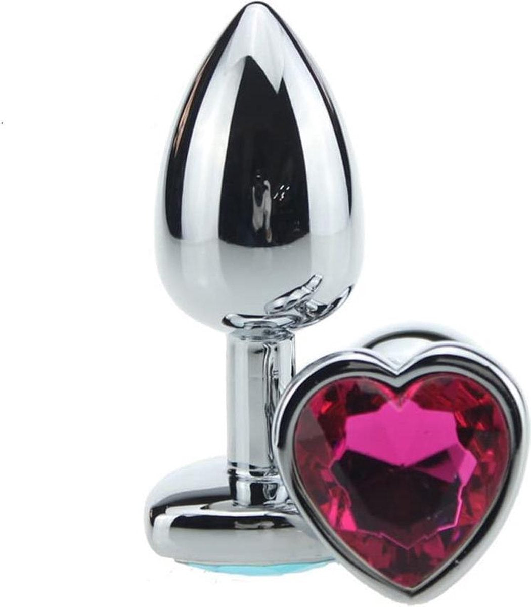 Anaal | Buttplug | Hartvorm | RVS Metaal | Hart Roze Diamant | Diameter 2.8 cm