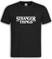 Zwart T shirt met Witte "Stranger Things" tekst maat XS
