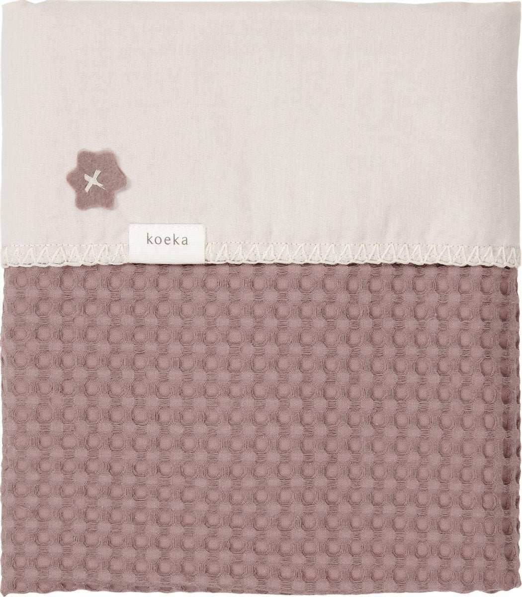 Koeka Wiegdeken wafel flanel Antwerp - plum/pebble 75x100cm