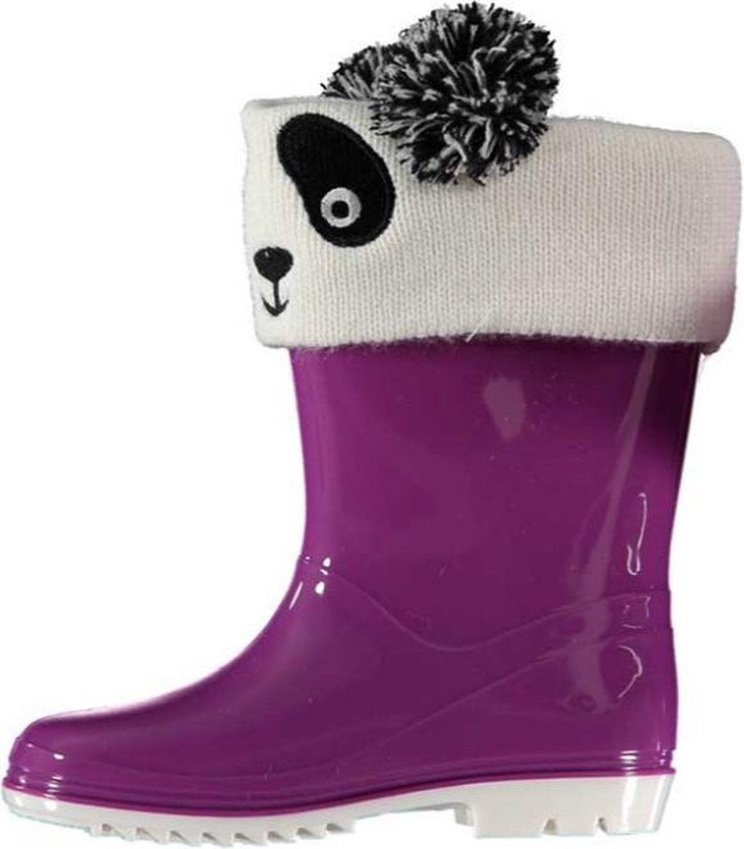 Xq Footwear Regenlaarzen Panda Junior Rubber Wit/paars Maat 30