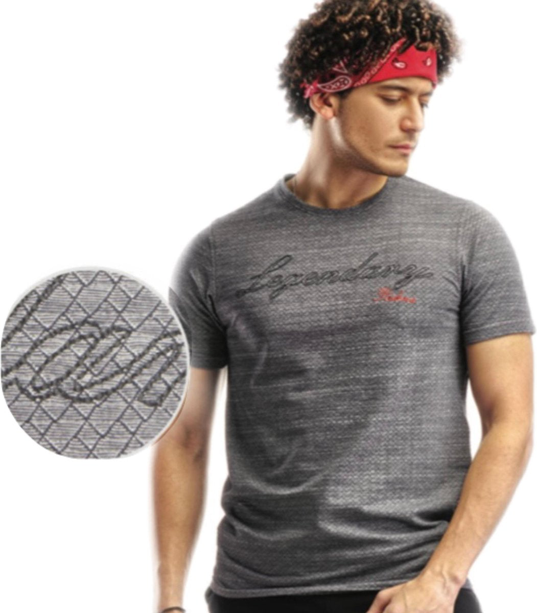 Embrator mannen T-shirt grafisch patroon grijs maat L