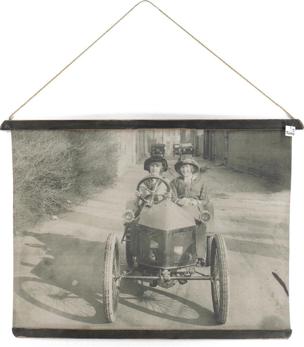 Fotokaart dames in oldtimer