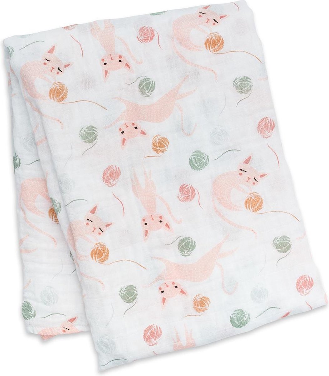 Lulujo swaddle 100% katoen 120x120 cm - Kitty