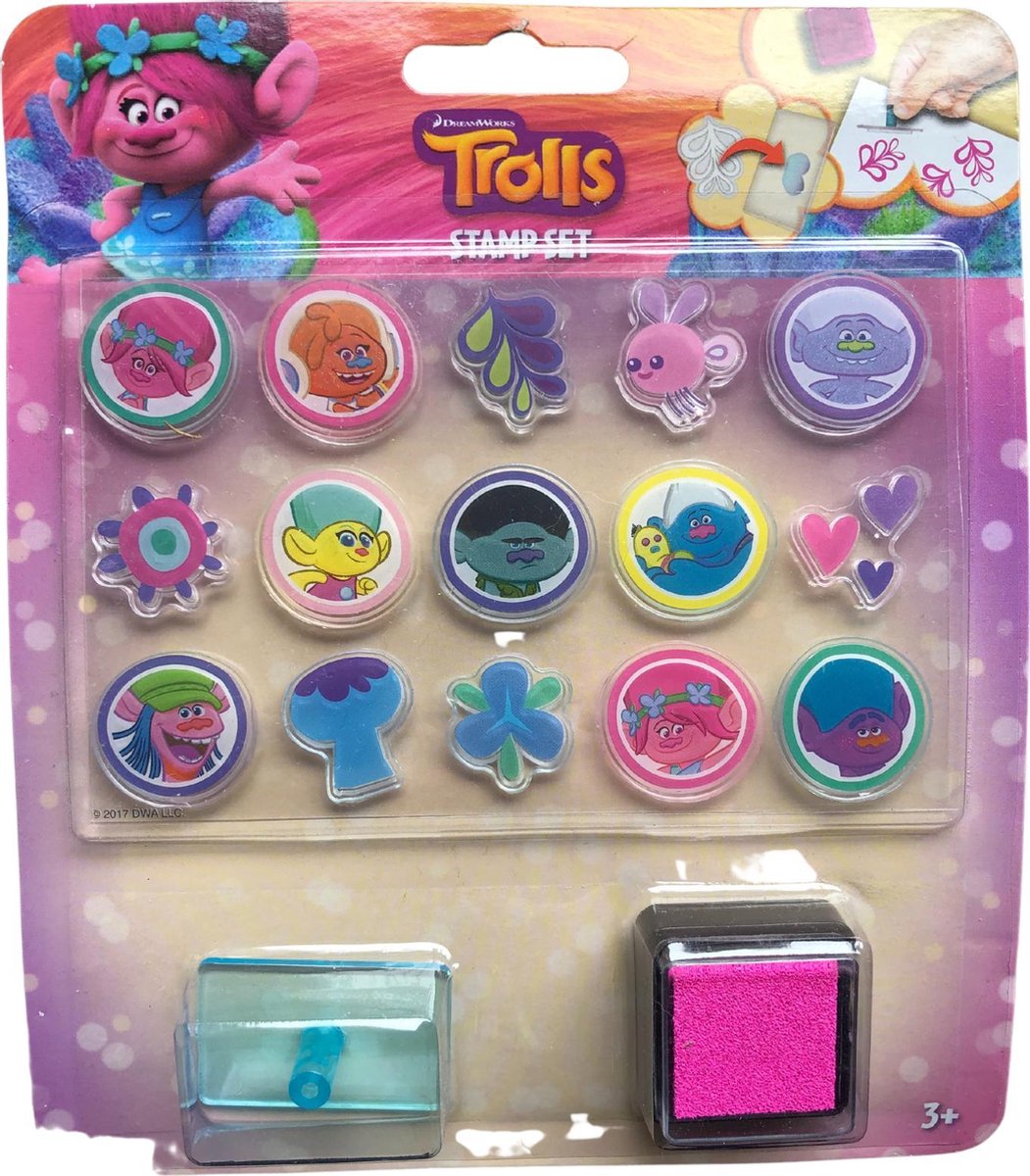 Stempel set Trolls 17-delig - knutselspullen - decoratie - hobby - pakket - knutsel - versiering - maken - cadeau