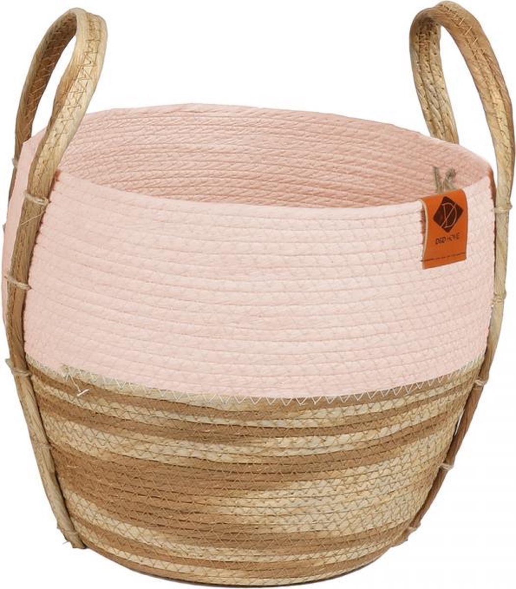 D&D Paper rope mand ray Roze/beige 28x28x25cm