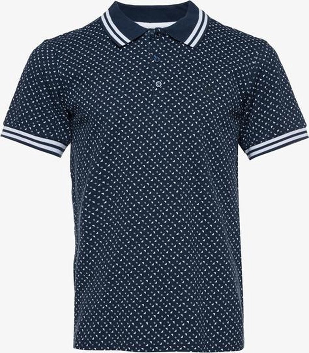 Unsigned heren polo met print - Blauw - Maat L
