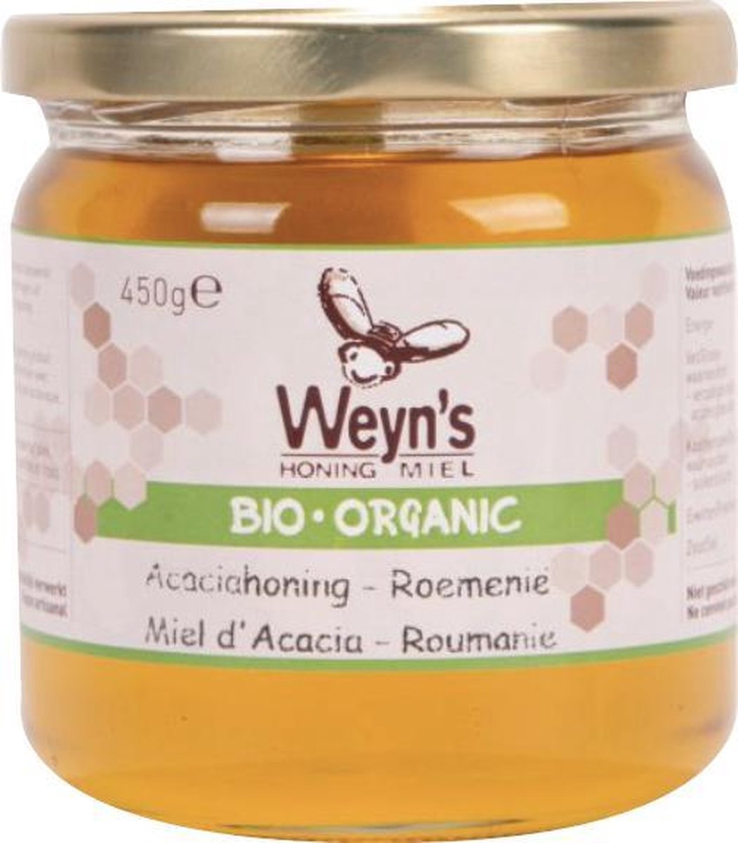 Biologische acaciahoning vloeibaar Hongarije  - 450g - Weyn's - Honing vloeibaar