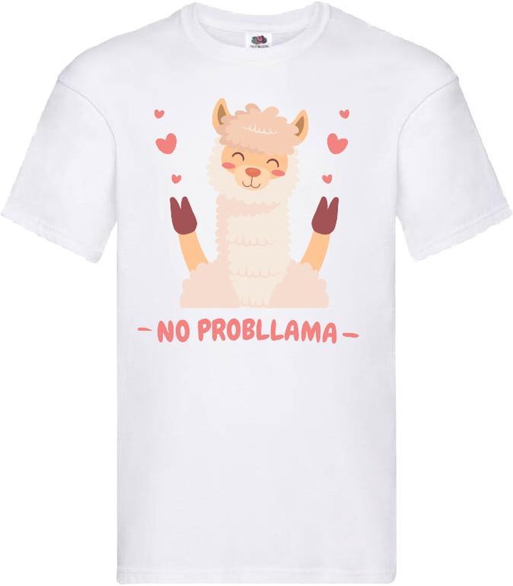 T-shirt No Probllama Small Wit