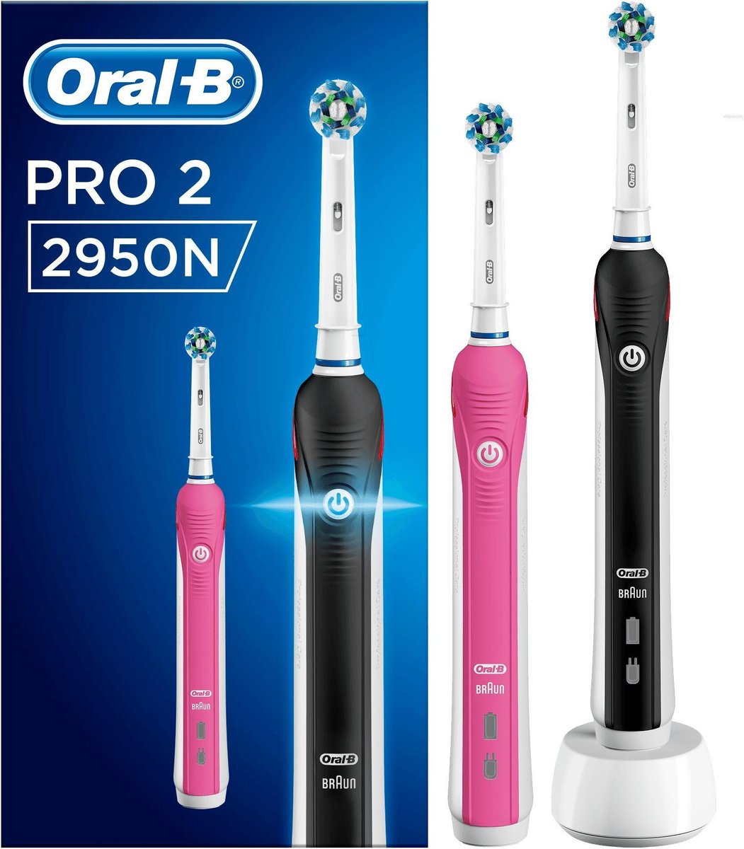 Oral-B PRO 2 2950N - Elektrische Tandenborstel - Duopack - Zwart en Roze