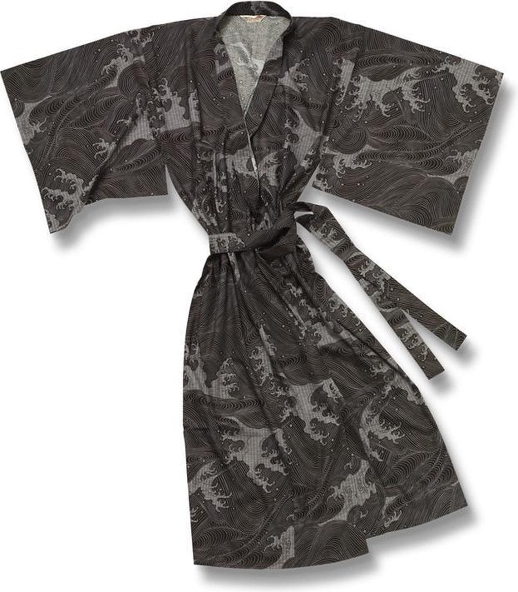 Traditionele Japanse Kimono Yukata Hokusai Gevoerd 100% katoen