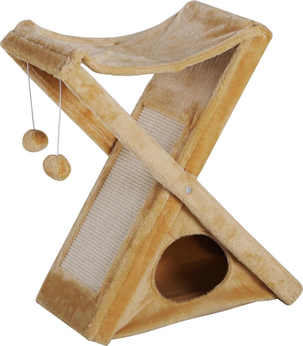 Krabpaal met grot en hangmat - Kattenkrabpaal - Kattenspeeltjes - Katten - 50 x 32 x 65 cm