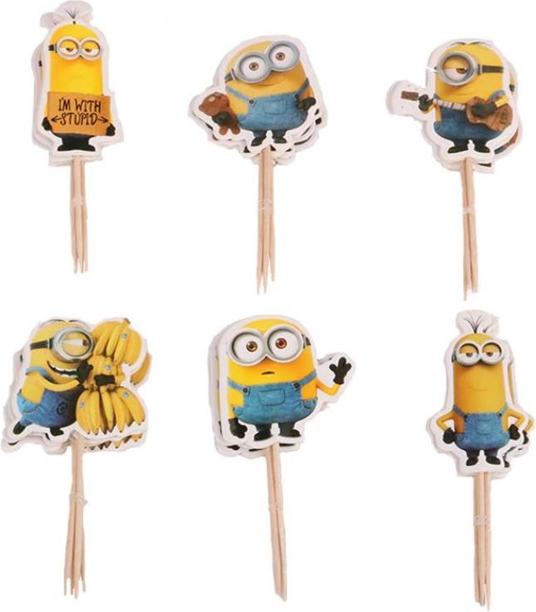 Minion cocktailprikkers | cocktail prikker cupcake toppers | 24 stuks