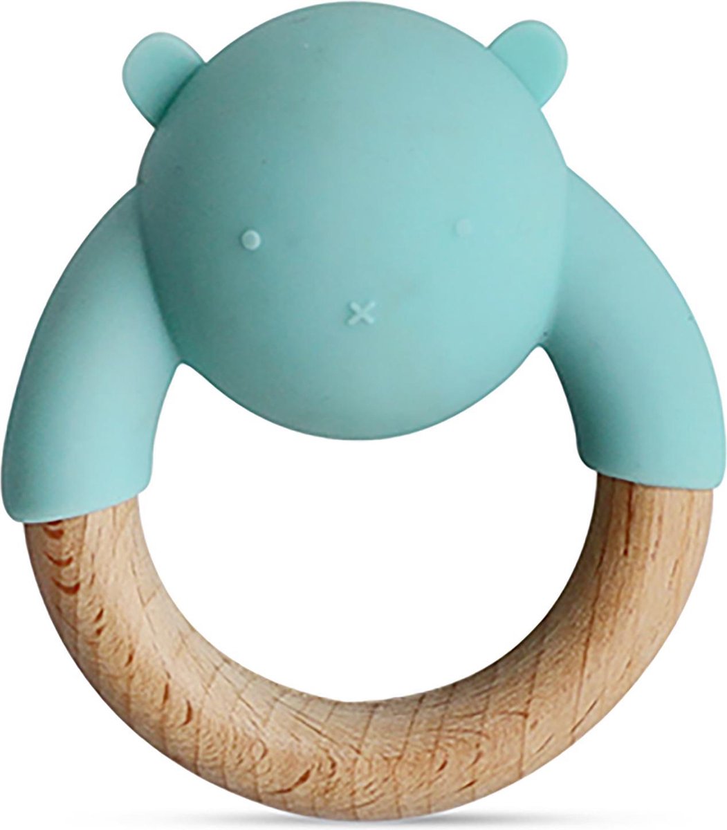 Little Rawr - Bijtspeelgoed - Bijtringen - Siliconen + Hout - Dieren - Groen