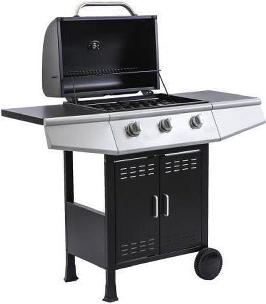 KOOKPAK Gasbarbecue Paarl - 3 branders - Ge�mailleerde roosters - 52 x 34 cm