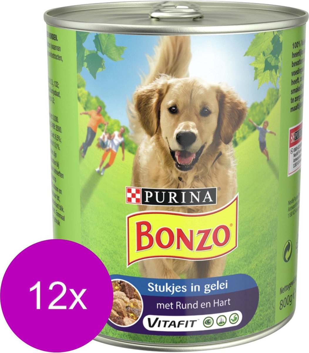 Bonzo Blik Voordeelvriend Rund&Hart - Hondenvoer - 12 x 800 g