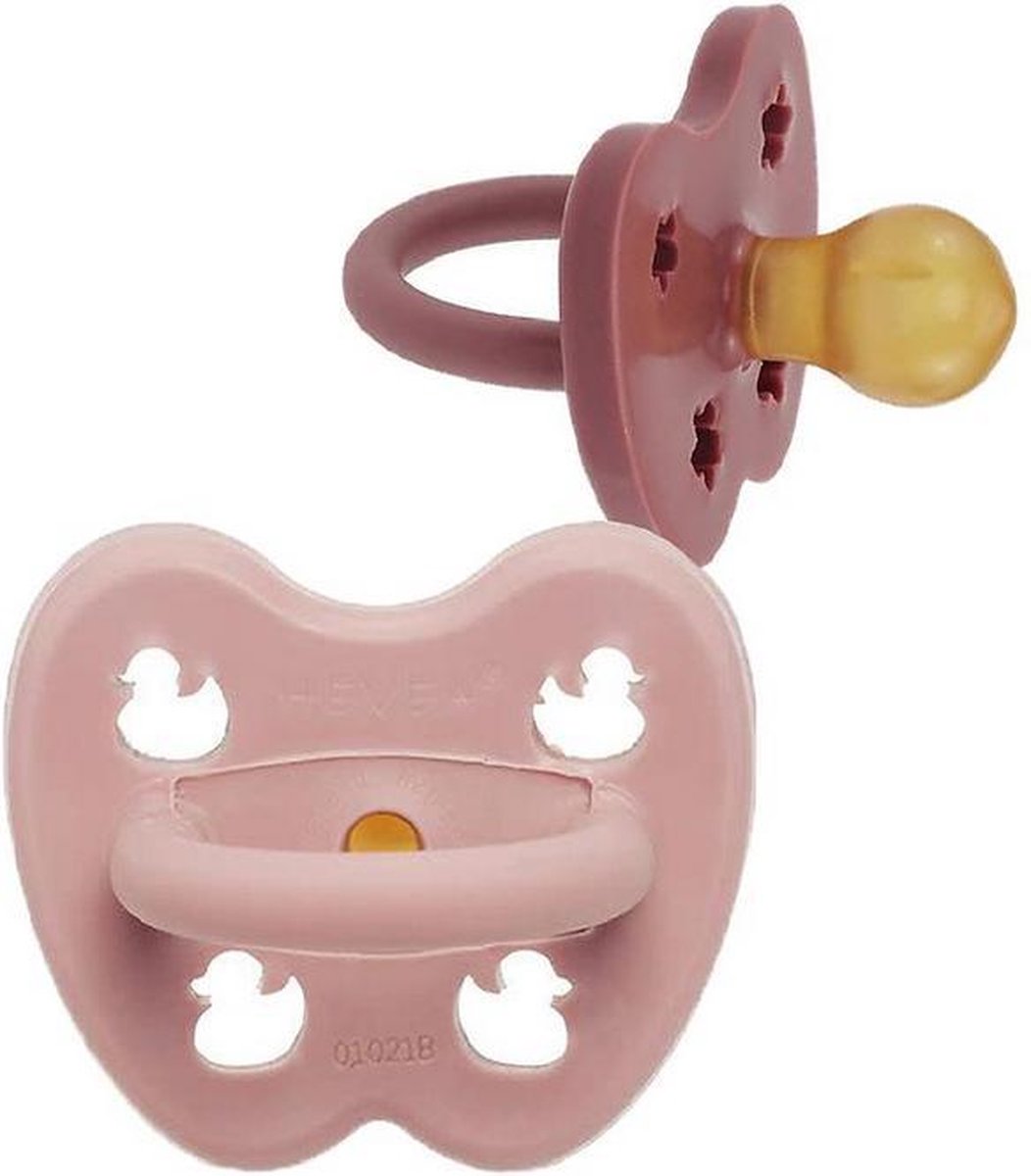 HEVEA | Duopack spenen (2 stuks) | Rond | 3-36 maanden | Baby Blush & Rosewood